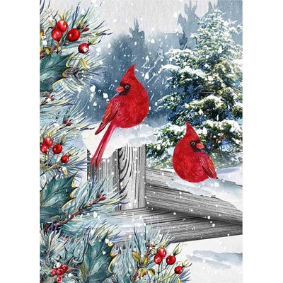 Diamond Painting-Zwei Kardinalsvögel im Schnee