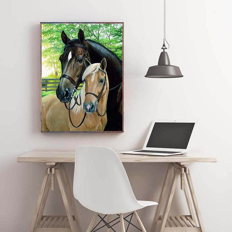 Diamond Painting-Zwei Pferde in der Natur