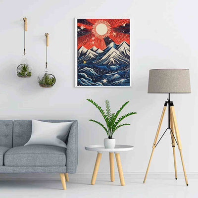 Diamond Painting-Feuerhimmel über den Bergen