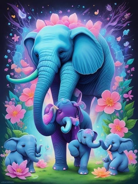 AB Diamond Painting-Elefantenfamilie