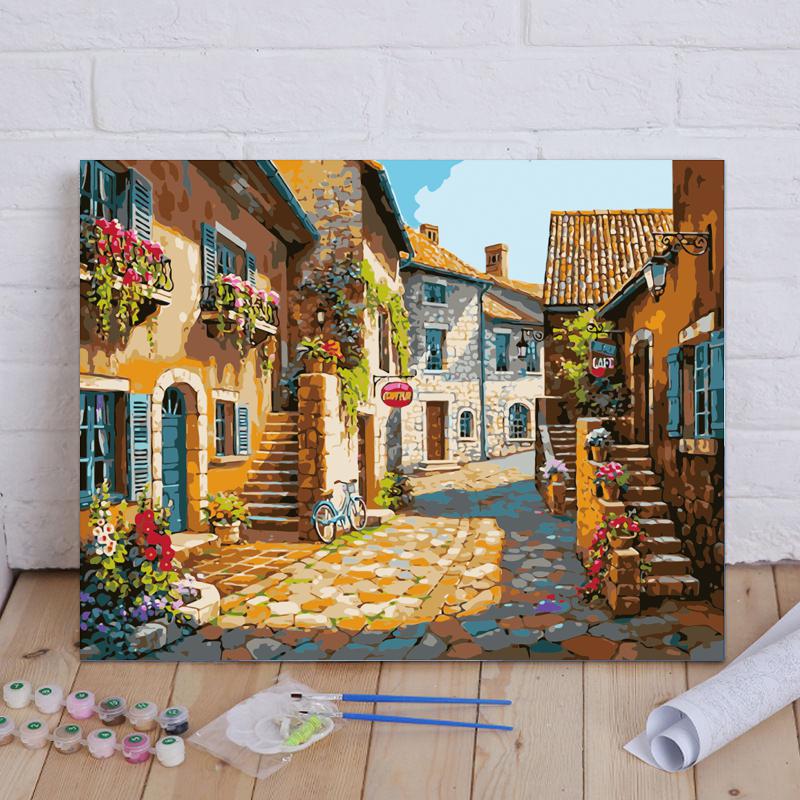 Malen nach Zahlen - Blühende Gasse in der Provence - diamondspainting