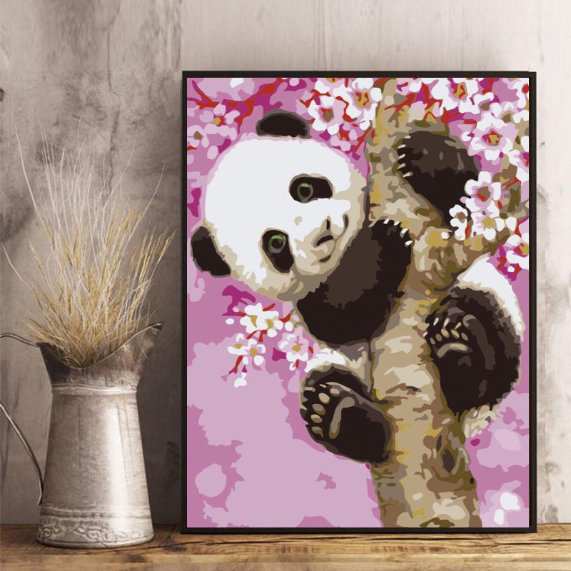 Malen nach Zahlen - Blütentraum mit Panda - diamondspainting