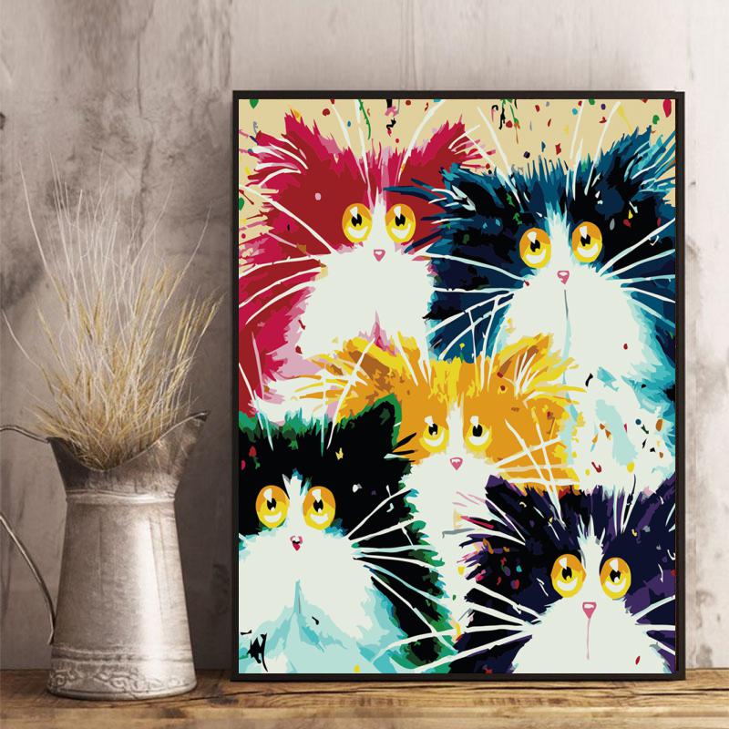 Malen nach Zahlen - Bunte Katzenbande - diamondspainting