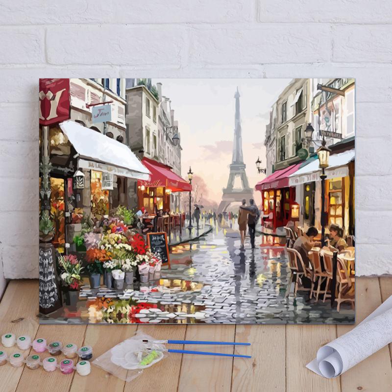 Malen nach Zahlen -Charmante Pariser Café-Szene - Jetzt bei diamondspainting kaufen