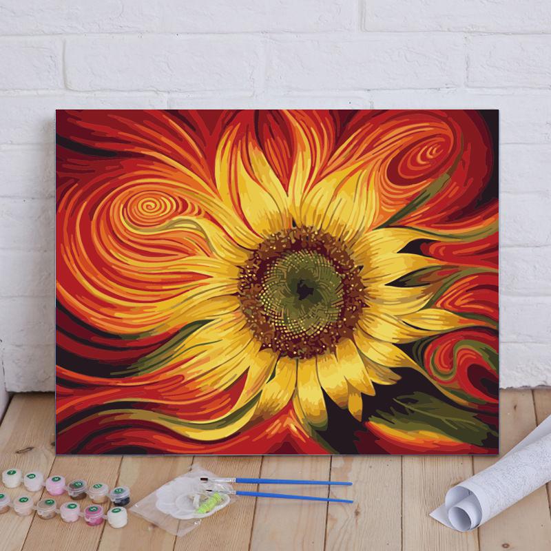 Malen nach Zahlen -Feurige Sonnenblume - Jetzt bei diamondspainting kaufen
