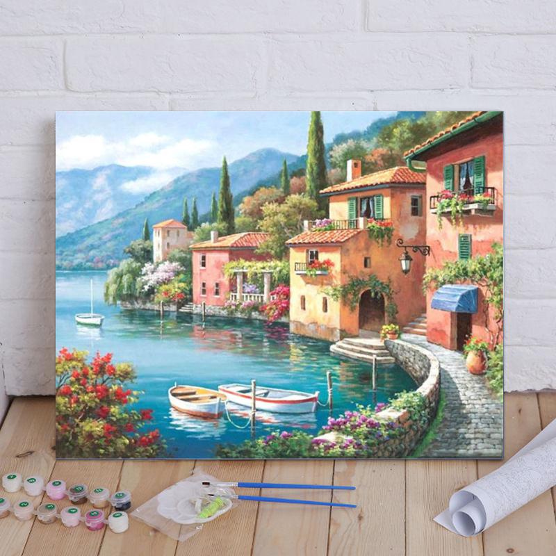 Malen nach Zahlen - Küstenstadt - Jetzt bei diamondspainting kaufen