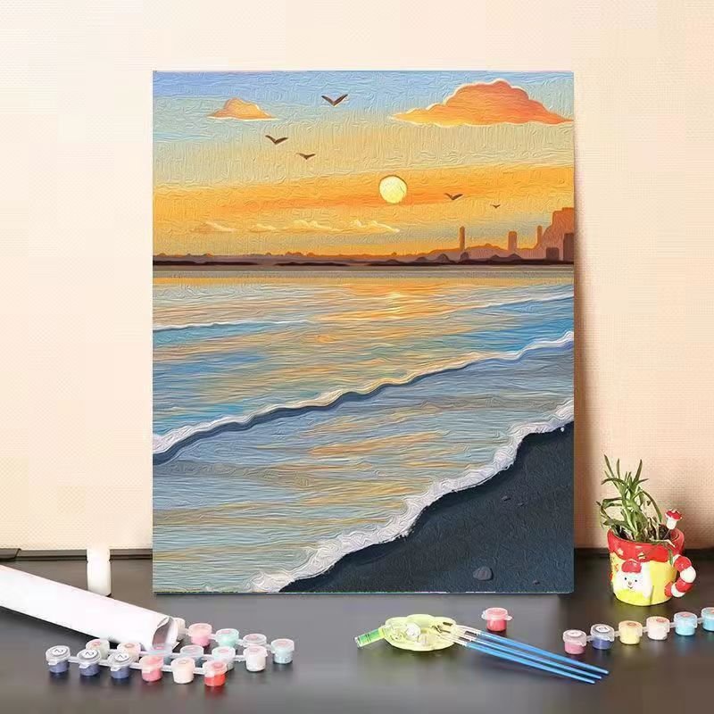 Malen nach Zahlen - Sonnenuntergang am Meer - diamondspainting