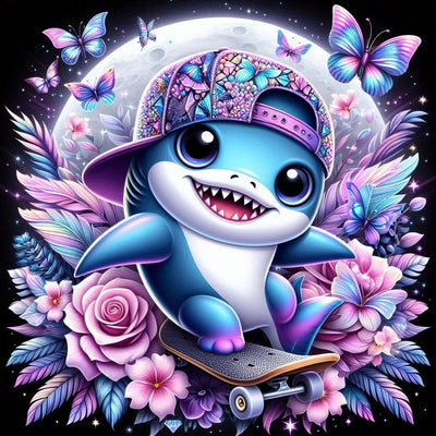 Strass-Hai und Blumen - Jetzt bei diamondspainting kaufen