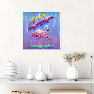 Strass-Kranich mit Regenschirm