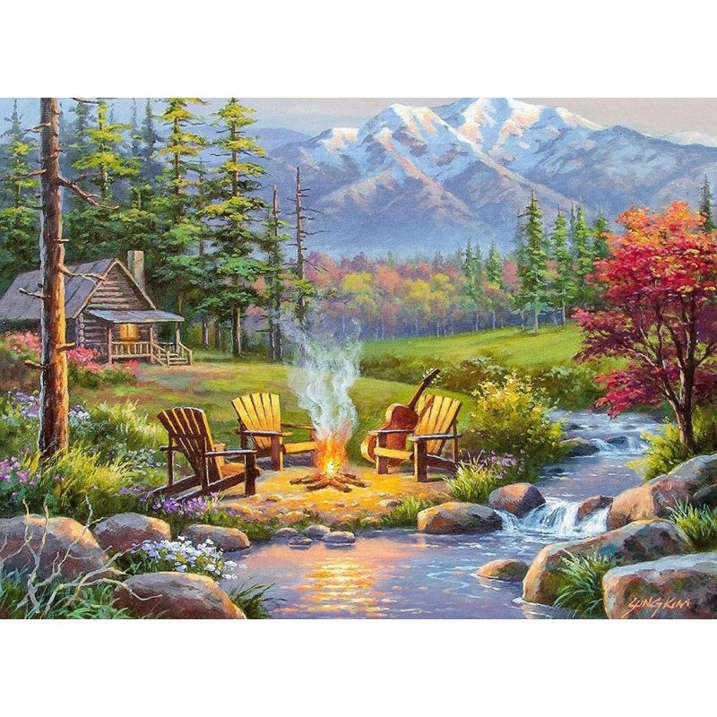 AB Diamond Painting-Blue Flowers