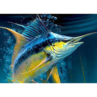 Voll AB Diamond Painting-Blauer Schwertfisch