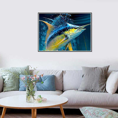 Voll AB Diamond Painting-Blauer Schwertfisch