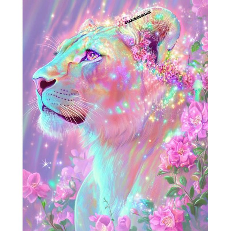 Voll AB Diamond Painting-Blütenlöwin - Jetzt bei diamondspainting kaufen