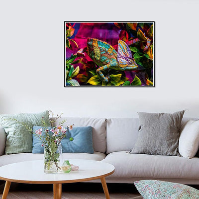 Voll AB Diamond Painting-Bunter Chamäleontraum