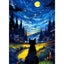Voll AB Diamond Painting- Katze in der Sternennacht