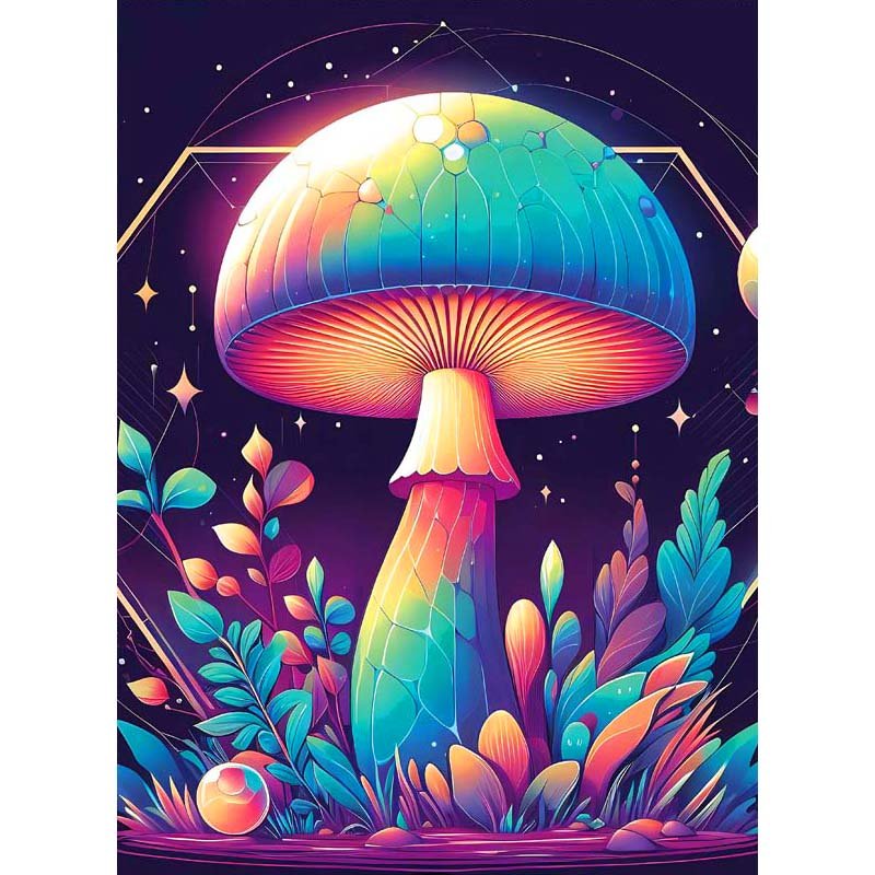 Voll AB Diamond Painting-Leuchtender Fantasie-Pilz
