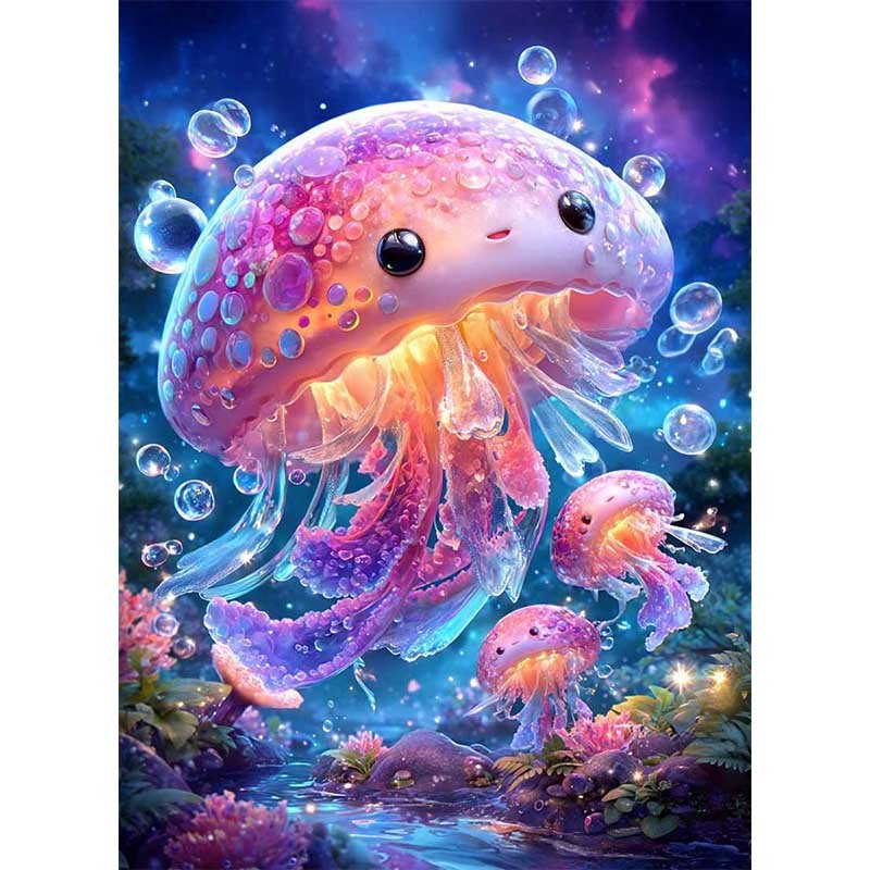 Voll AB Diamond Painting-Magische Quallen im Sternenmeer