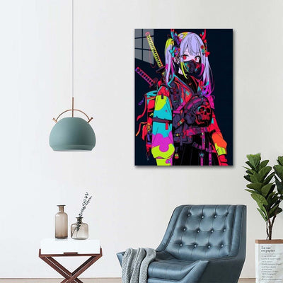 Voll AB Diamond Painting- Neon-Samurai Girl