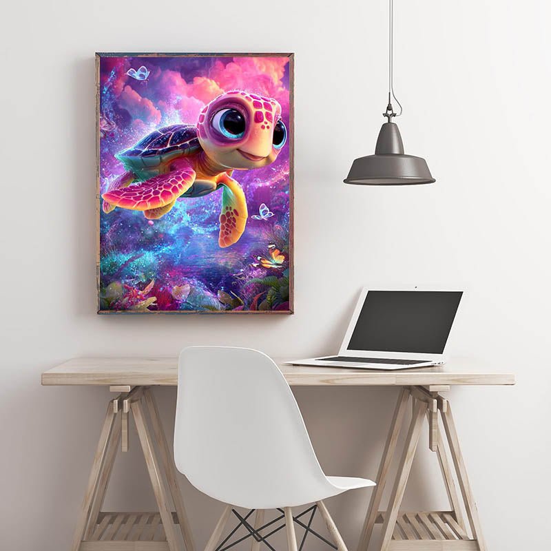 Voll AB Diamond Painting-Niedliche Schildkröte im Feenmeer