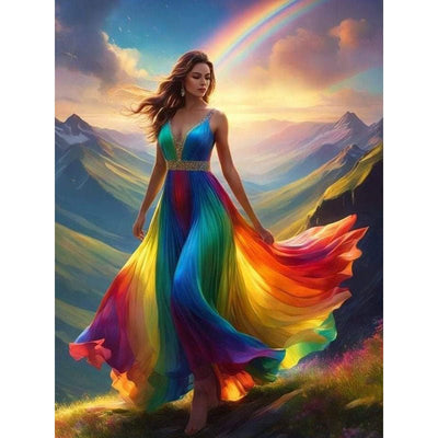 Voll AB Diamond Painting-Regenbogen-Göttin