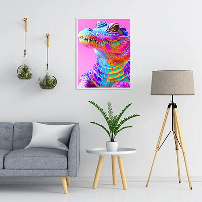 Voll AB Diamond Painting-Regenbogenkrokodil