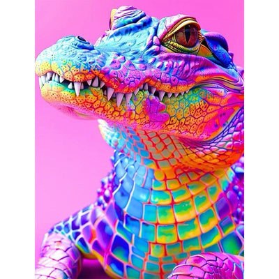 Voll AB Diamond Painting-Regenbogenkrokodil