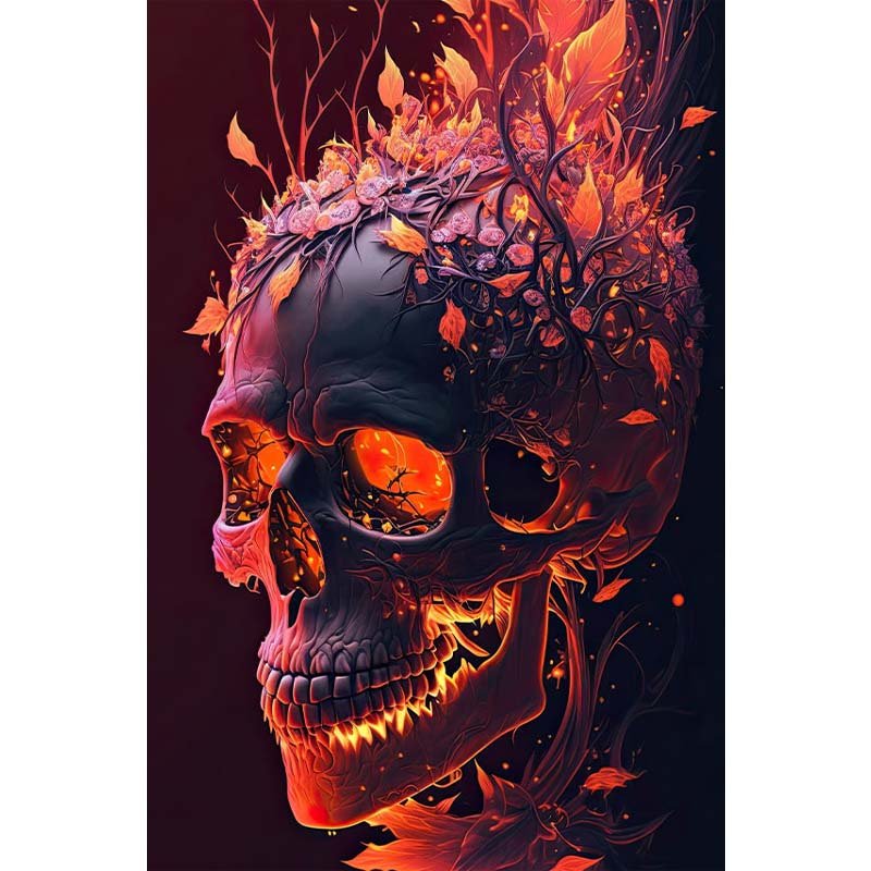 Voll AB Diamond Painting-Schädel in roten Feuermustern