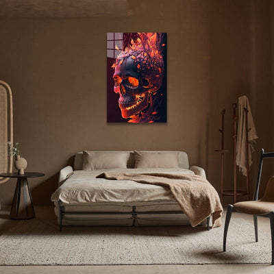 Voll AB Diamond Painting-Schädel in roten Feuermustern